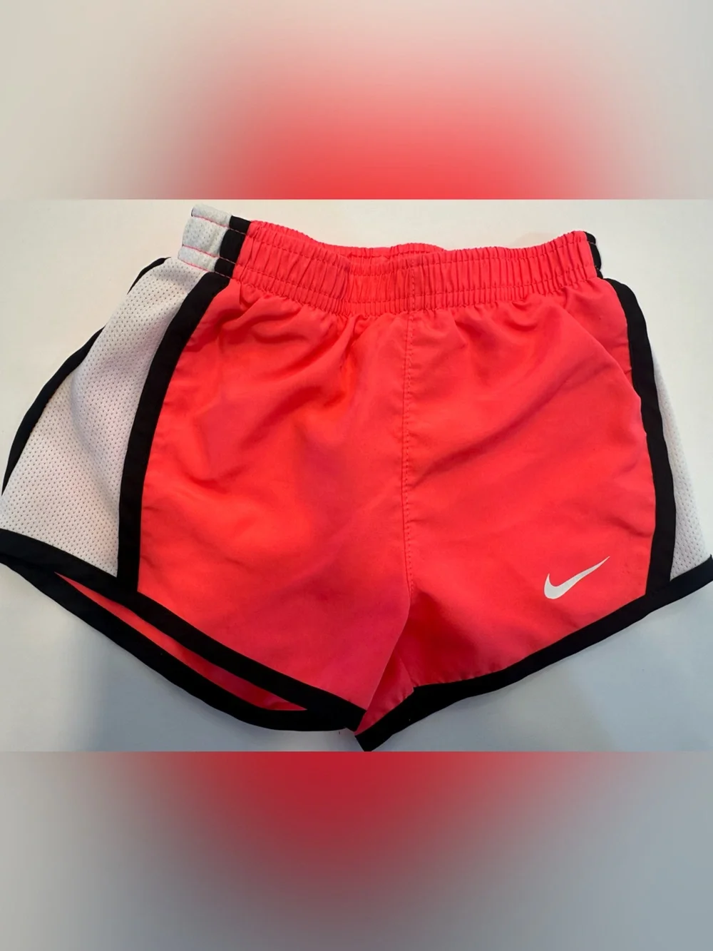 Nike kid's Coral-Pink Athletic Shorts with Black & White Trim